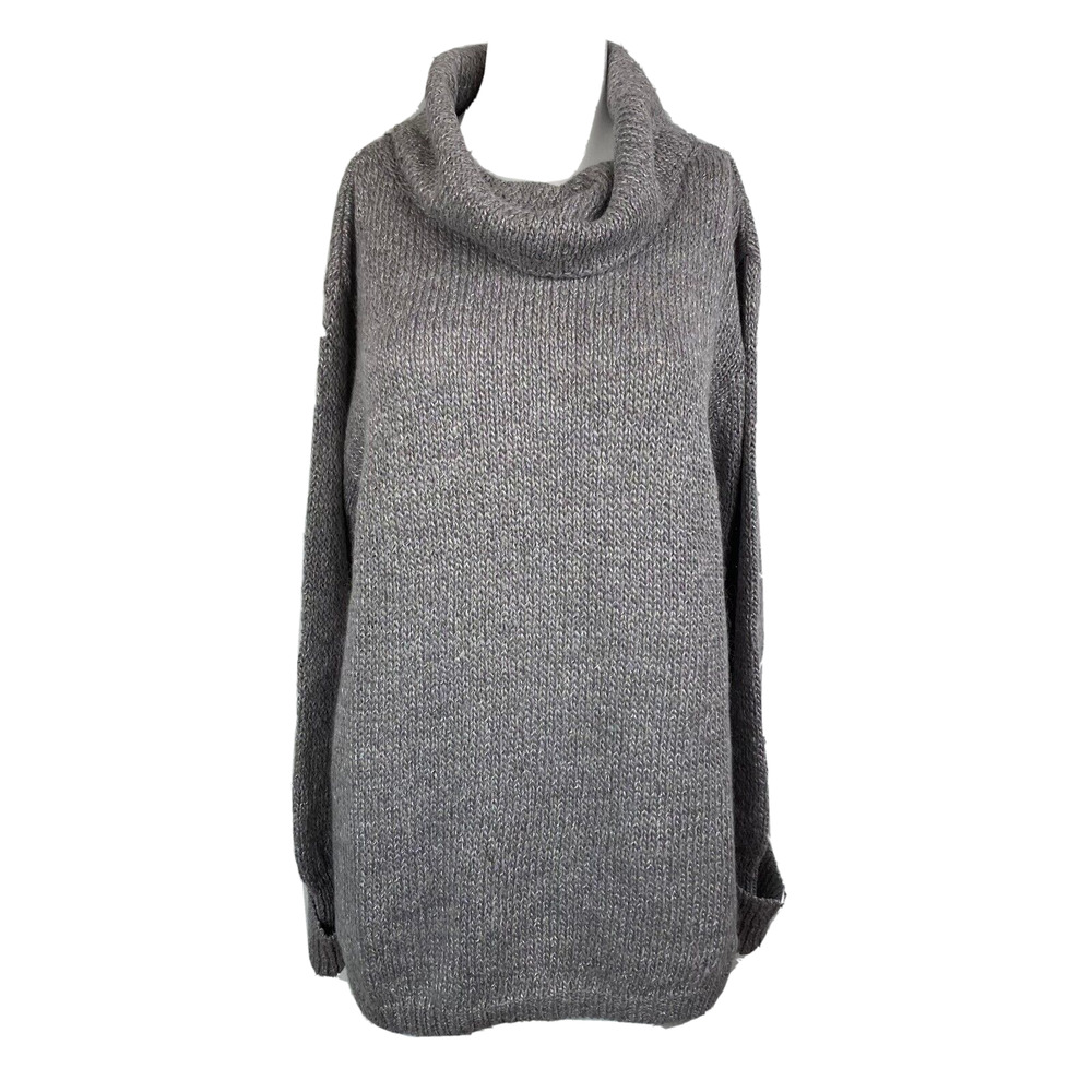 Nordstrom Sweater Womens Sz L Gray Knit Mohair Cowl Neck‎ Pullover